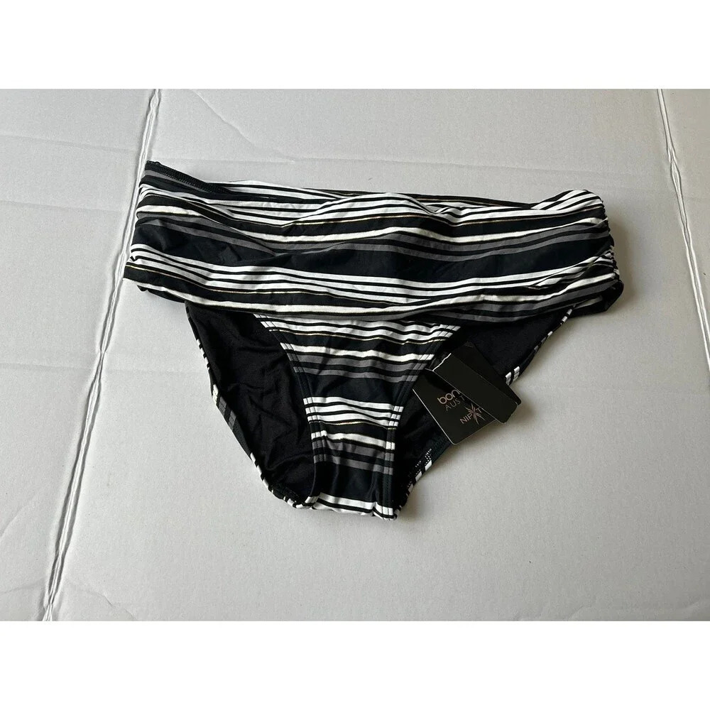 Bond-eye Australia Women’s Nip Tuck Striped Banded/Foldover Bikini Bottom
